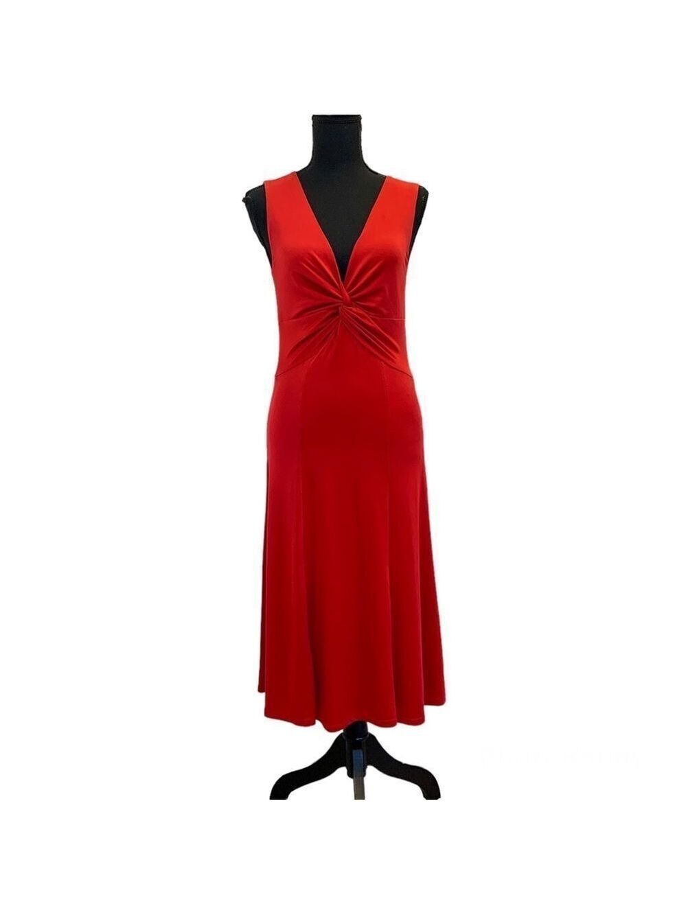 Zokai red sleeveless front twist knot midi dress Sz S